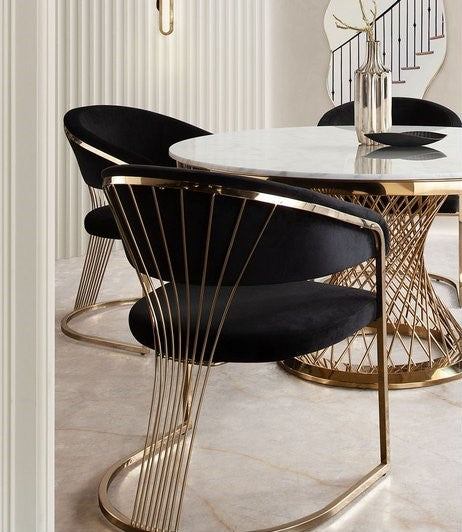 Solstice Dining Chair - Black Velvet/Gold