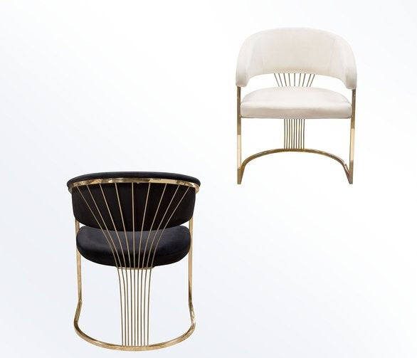 Solstice Dining Chair - Cream Velvet/Gold