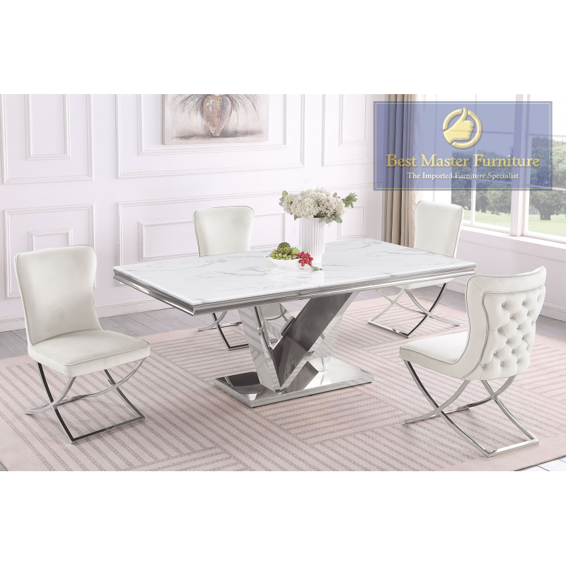 T134 Stone Marble Dining Collection - Silver or Gold