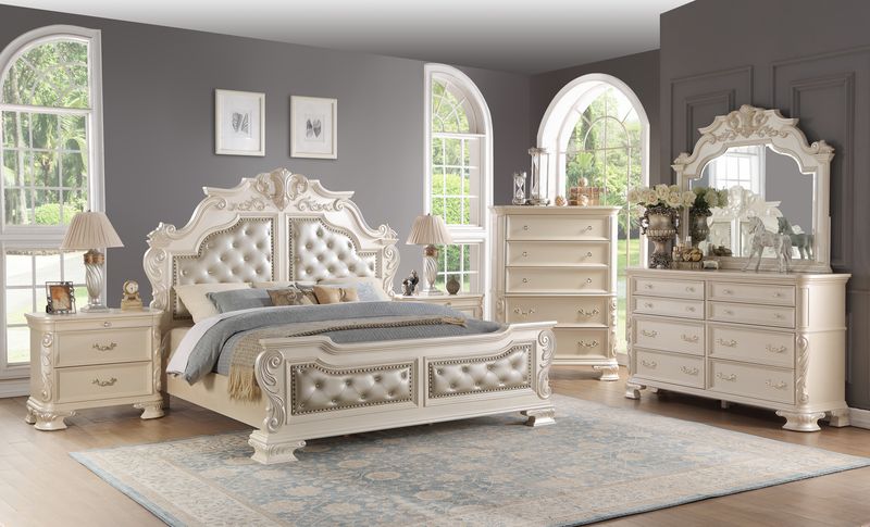 Cosmos Furniture Victoria Pearl Finish Bedroom Set