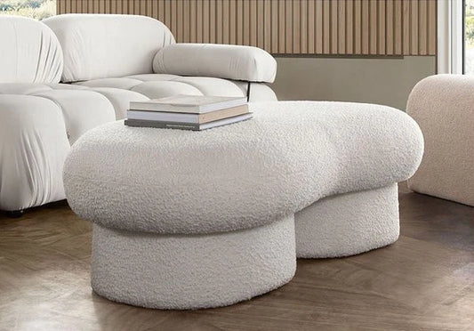 Wave Boucle Ivory Bench