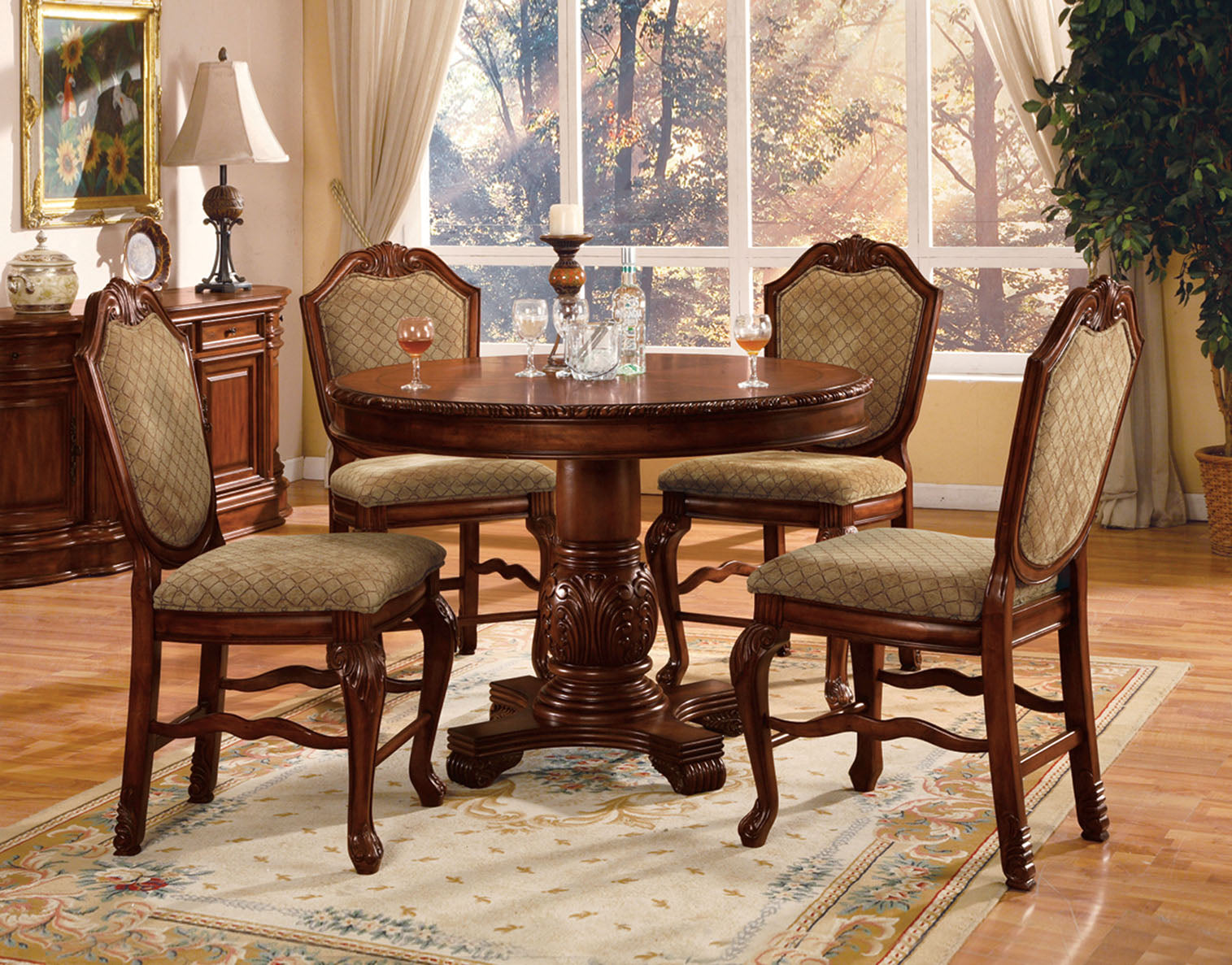 Elegant counter store height dining set