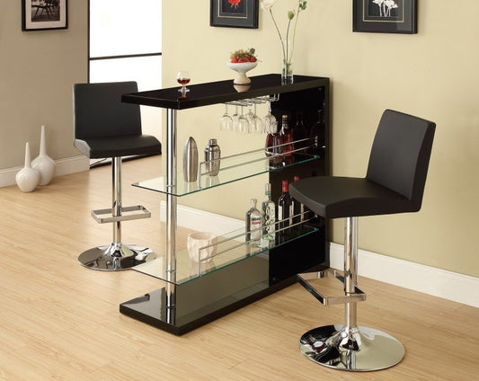 Prescott 3 Pc Black Bar Unit - Storage + Wine Holder