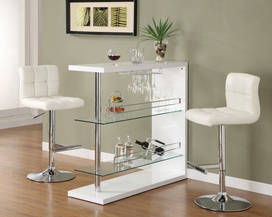 3 Pc White Bar Unit  - Storage + Wine Holder