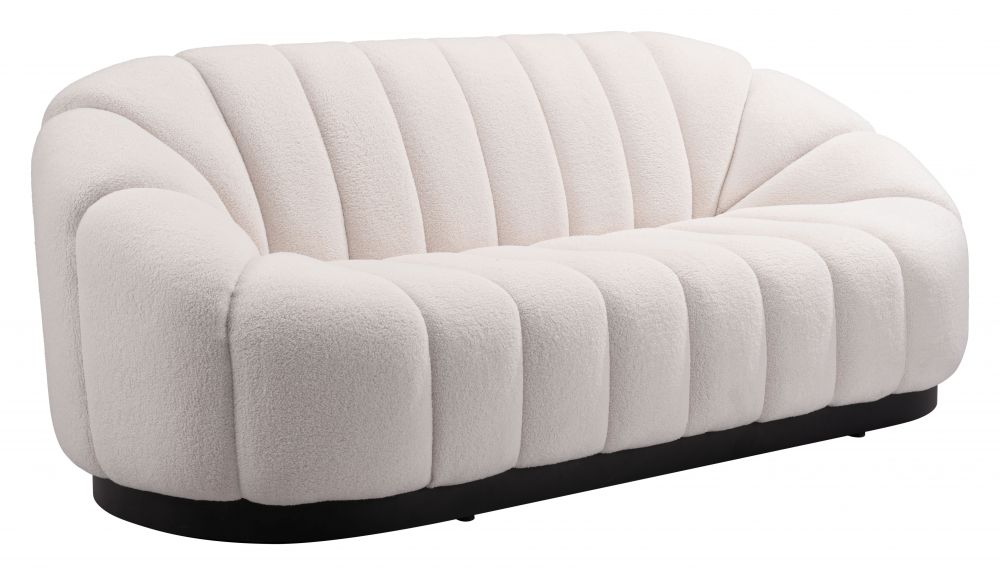 Bhutan Cream Sofa Faux Fur Sherpa by Zuo Modern