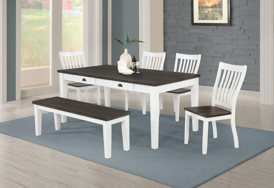 Kingman 109541 Juego de comedor rectangular - Blanco espresso