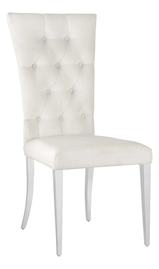 Kerwin 111102 White Velvet Chair - Set of 2