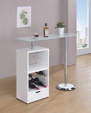 Koufax 1-Drawer Bar Table Glossy White