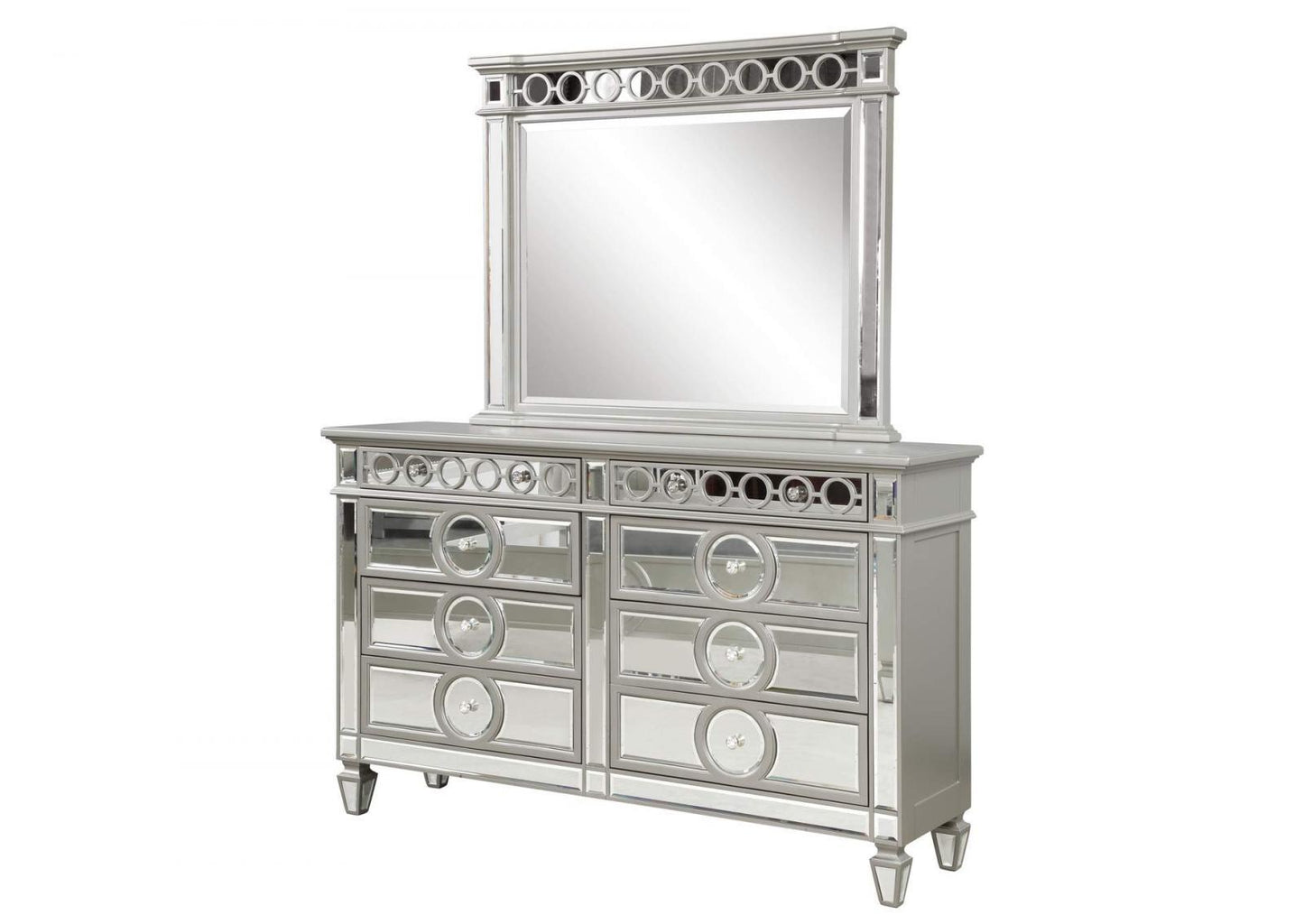 McFerran B1688 Modern Bedroom Set - Silver Finish