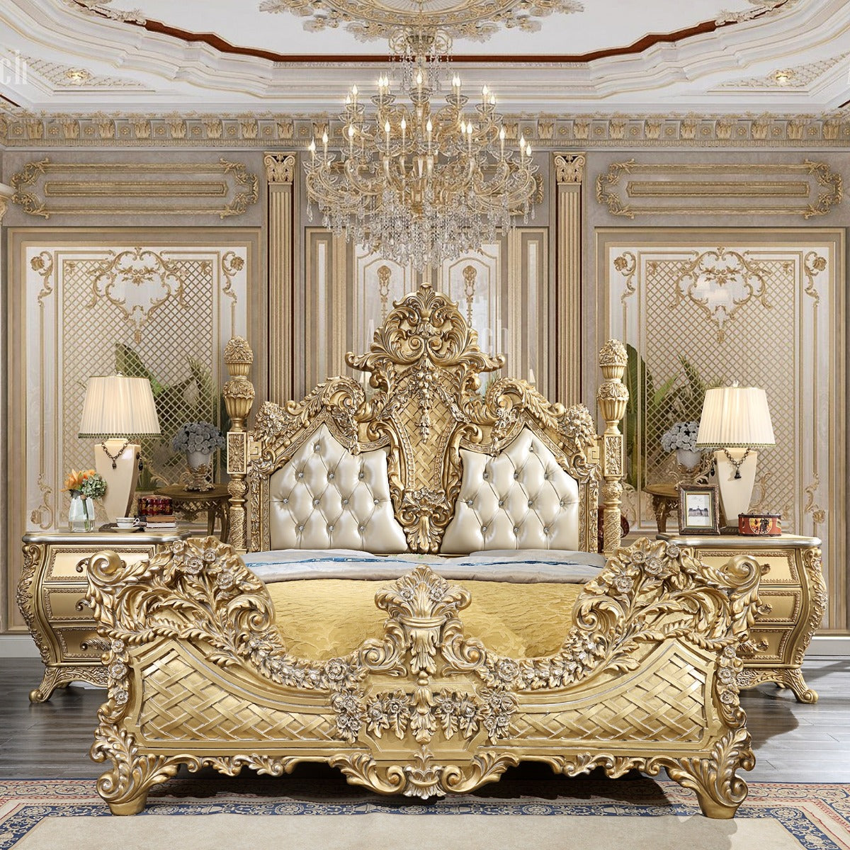 Homey Design HD-1801 Antique Gold King Bedroom Collection