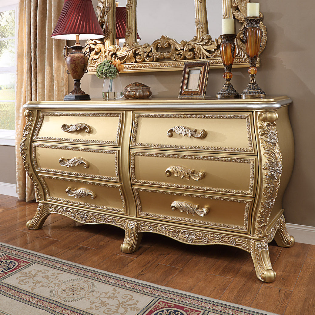 Homey Design HD-1801 Antique Gold King Bedroom Collection