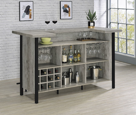 Mueble de bar Bellemore madera flotante gris y negro