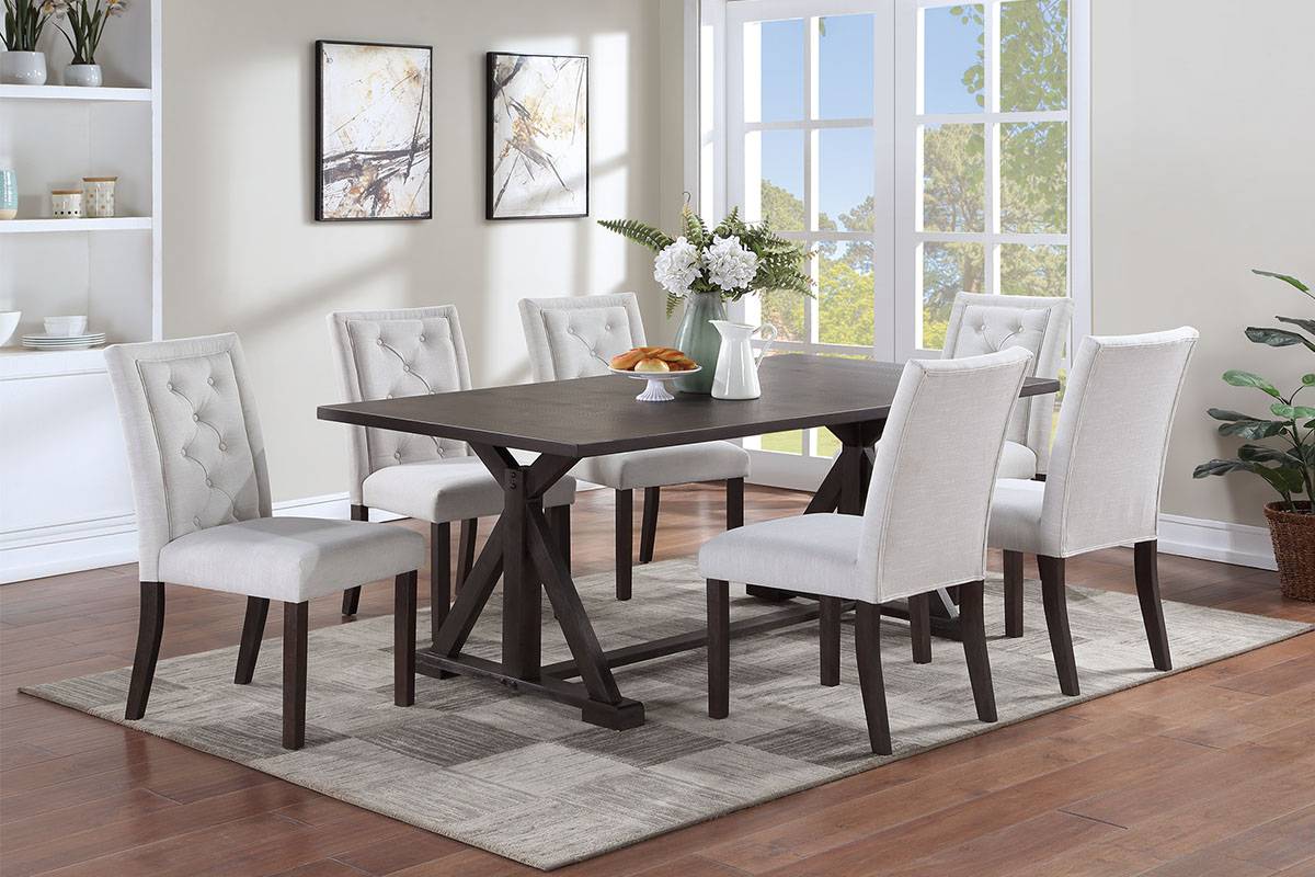 Trenton F2586 Dining Set by Poundex - White or Gray Chairs