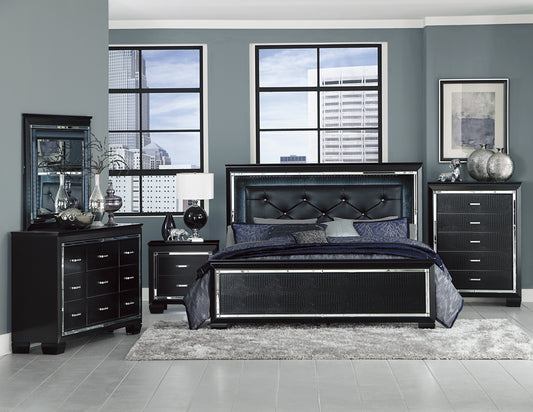 Allura Bedroom Collection w/LED Lights 1916 - Black Finish