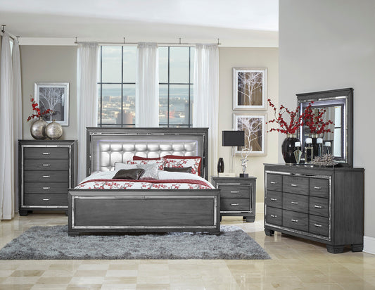 Allura Bedroom Collection w/LED Lights 1916 - Grey Finish