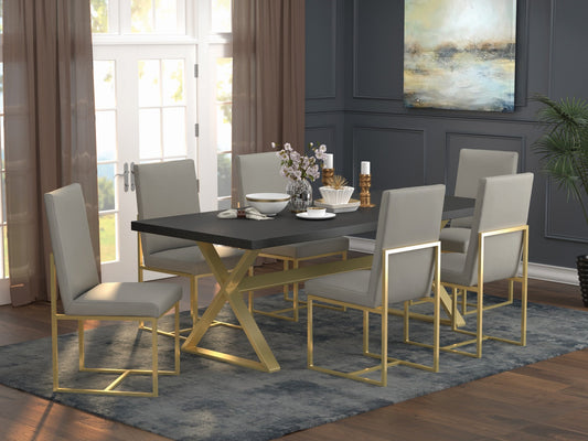 Conway Dining Collection - Dark Walnut & Aged Gold