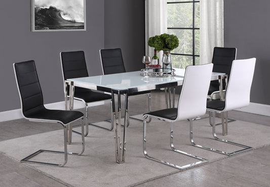 Pauline Dining Collection - White Tempered Glass Top