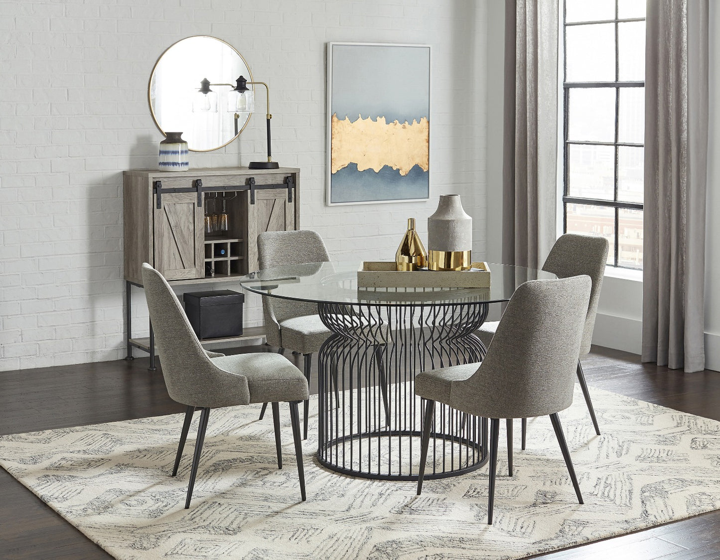 Granvia 5 Pc Round Dining Set by Coaster - Industrial Gunmetal