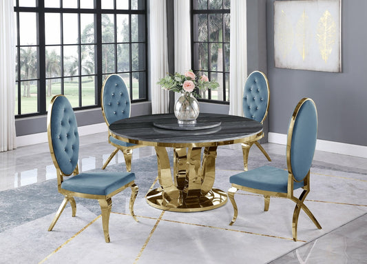 Ambrose Dining Collection with Lazy Susan - 4 Chair Colors