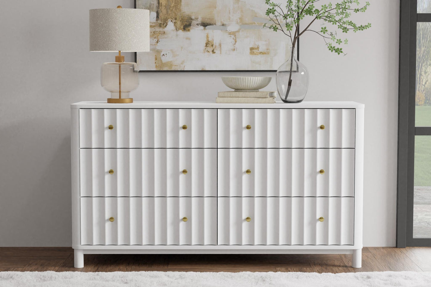 Stapleton White 6 Drawer Dresser