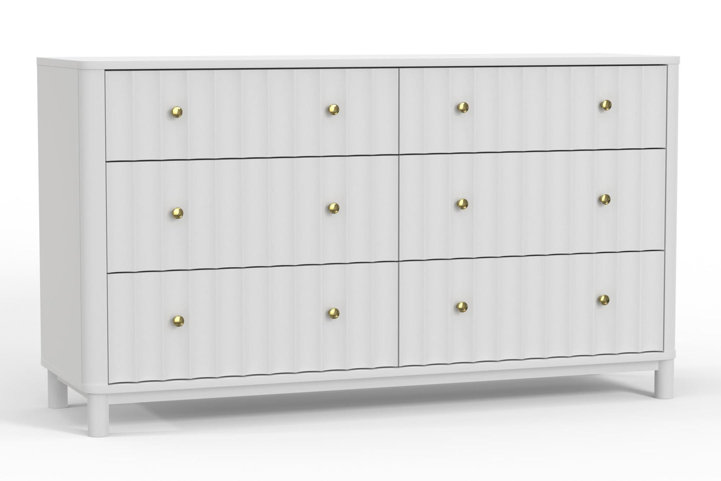 Stapleton White 6 Drawer Dresser