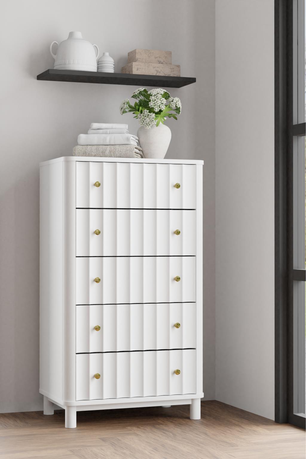 Stapleton White 5 Drawer Chest