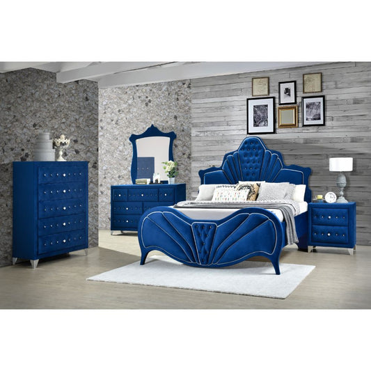 Colección de dormitorio Dante Glam de Acme - Terciopelo azul o gris