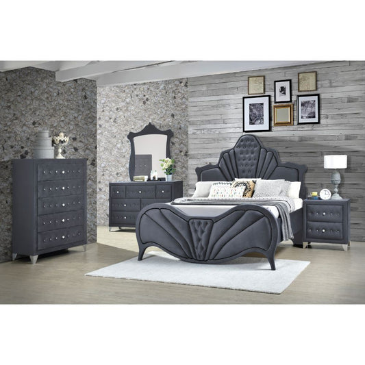 Dante Glam Bedroom Collection by Acme - Blue or Gray Velvet