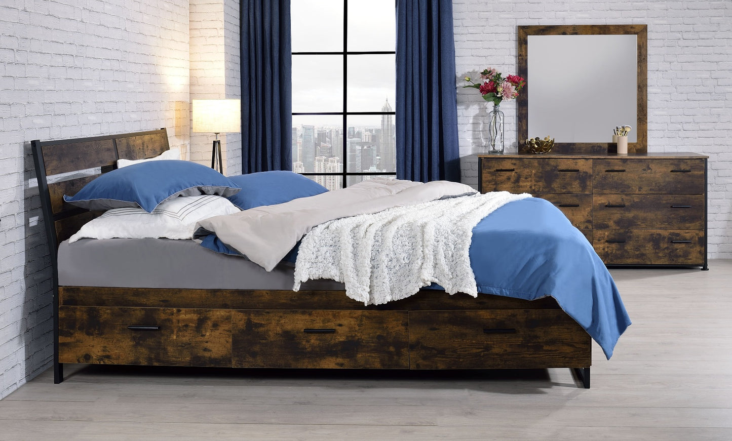 Juvanth Industrial Chic Bedroom - Rustic Oak & Black