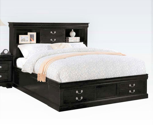 Louis Phillipe 4 Pc Bedroom Set - Black Finish