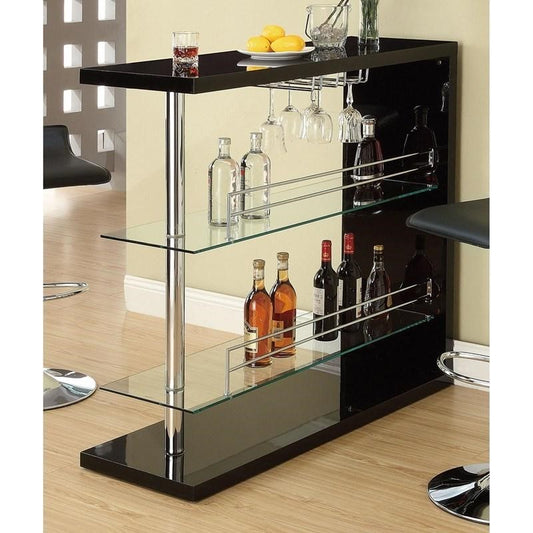 Mueble bar Prescott de 2 estantes Glossy Cappuccino - Contenedor + Botellero