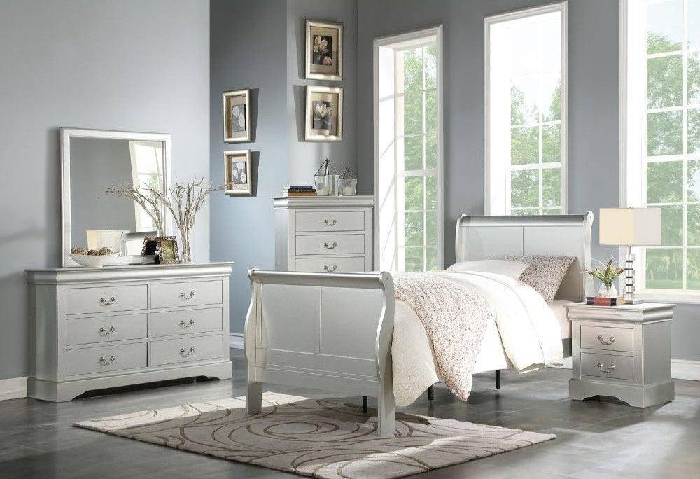 Louis Philippe III Sleigh Bedroom Collection - Platinum Finish