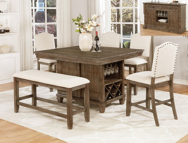 Dining room set discount with wine storage