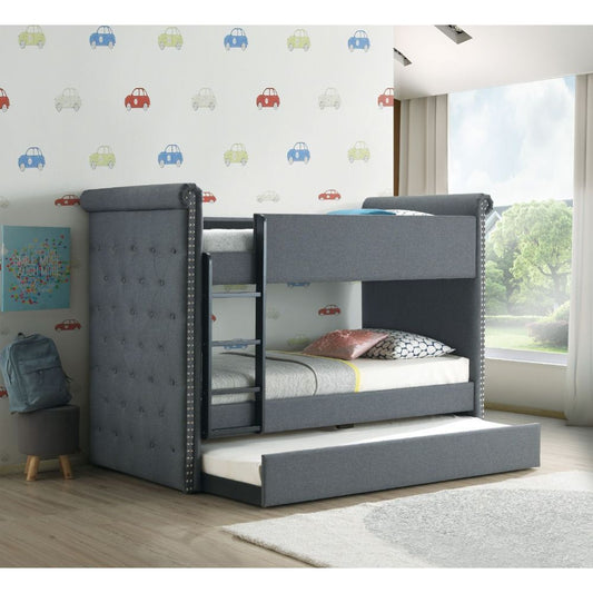 Romana II Twin Twin Bunk Bed - Gray Fabric