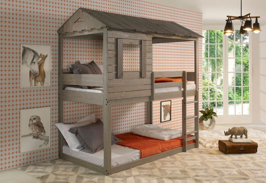 Darlene Twin Twin Bunk Bed - Rustic Gray or White