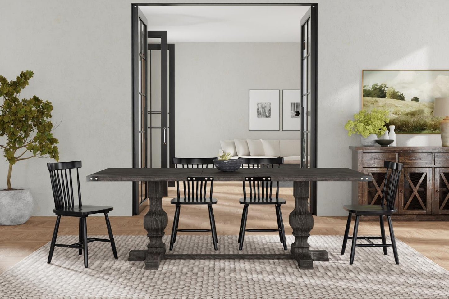 Manchester Charcoal Trestle Table Dining Collection