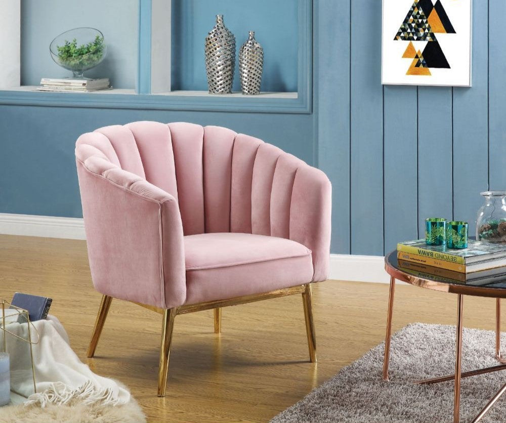 Colla Pink or Blue Velvet Accent Chair