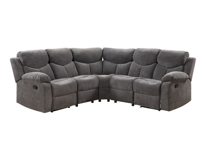 Kalen Gray Chenille Sectional - Pillow Top Armrest