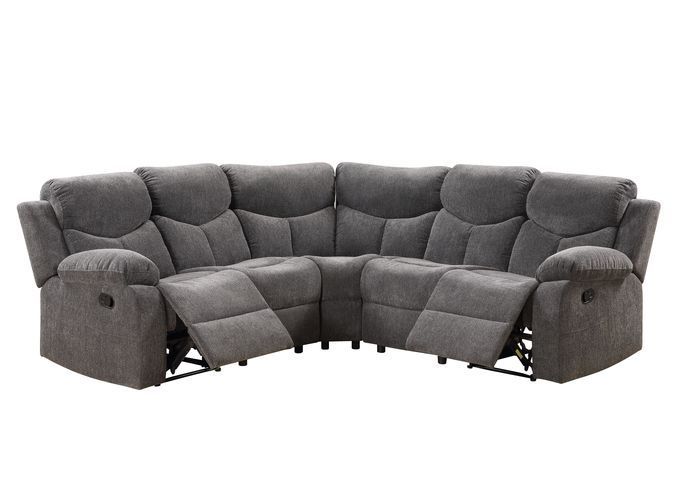 Kalen Gray Chenille Sectional - Pillow Top Armrest