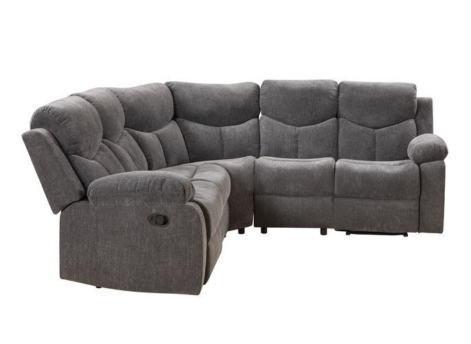 Kalen Gray Chenille Sectional - Pillow Top Armrest