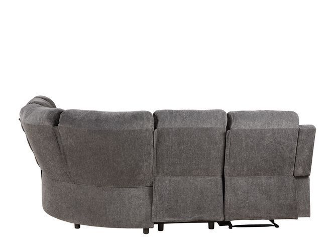 Kalen Gray Chenille Sectional - Pillow Top Armrest