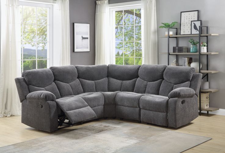 Kalen Gray Chenille Sectional - Pillow Top Armrest