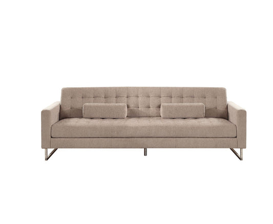 Sampson Beige Fabric Sofa - Chrome Legs