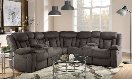 Rylan Dark Brown Motion Sectional - Storage Consoles