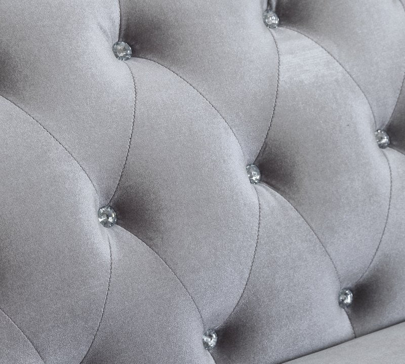 Frostine Sofa Collection 551161 - Silver Velvet Fabric