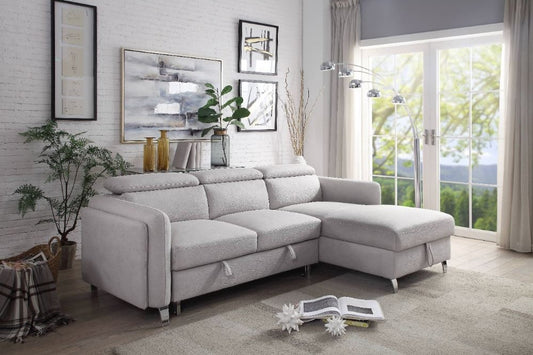 Reyes Beige Nubuck Sectional Sofa w/Sleeper