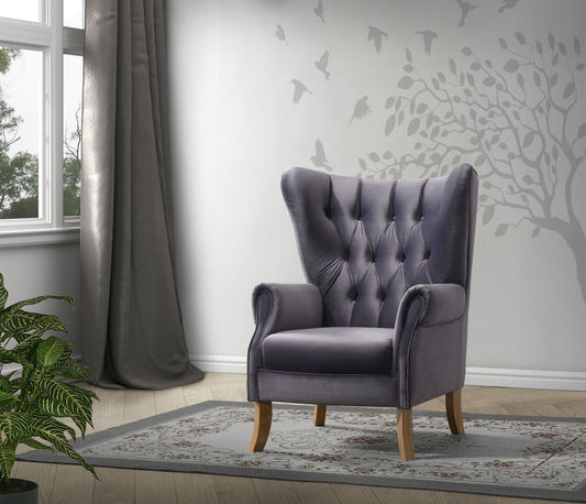 Adonis 59517 Accent Chair - Gray Velvet