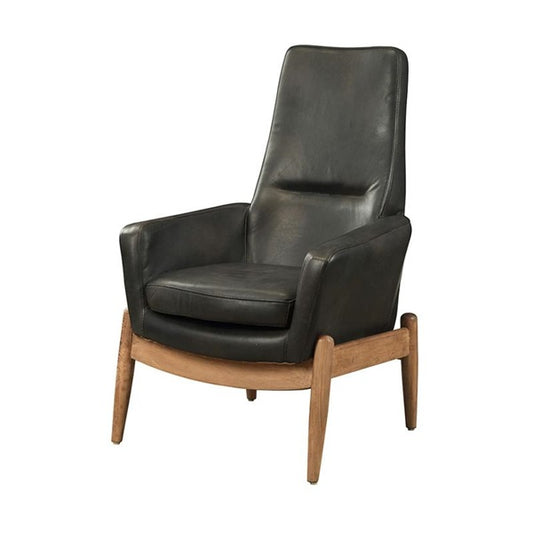 Dolphin 59533 Black Top Grain Leather Accent Chair