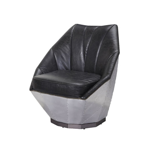 Brancaster Industrial Accent Chair - Aluminum, Top Grain