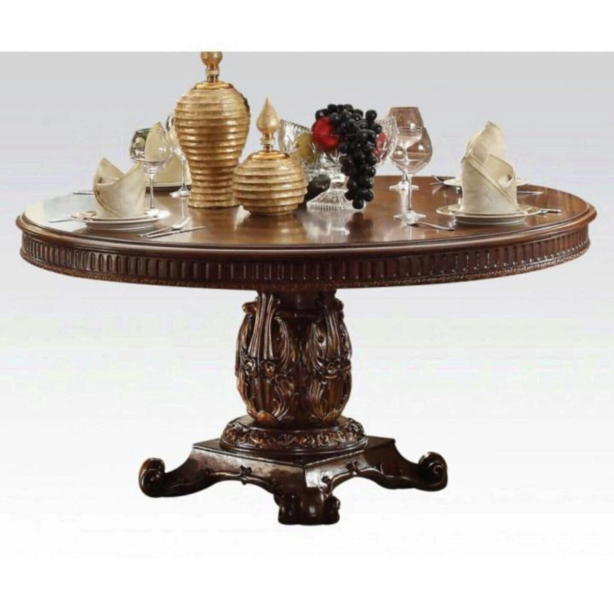 Colección de comedor con pedestal Vendome - PU y cerezo